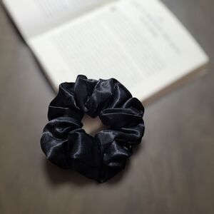Black satin scrunchie, NEW